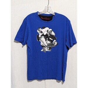 Men's Robert Graham Graphic Skull Print Blue T-Shirt Size Large